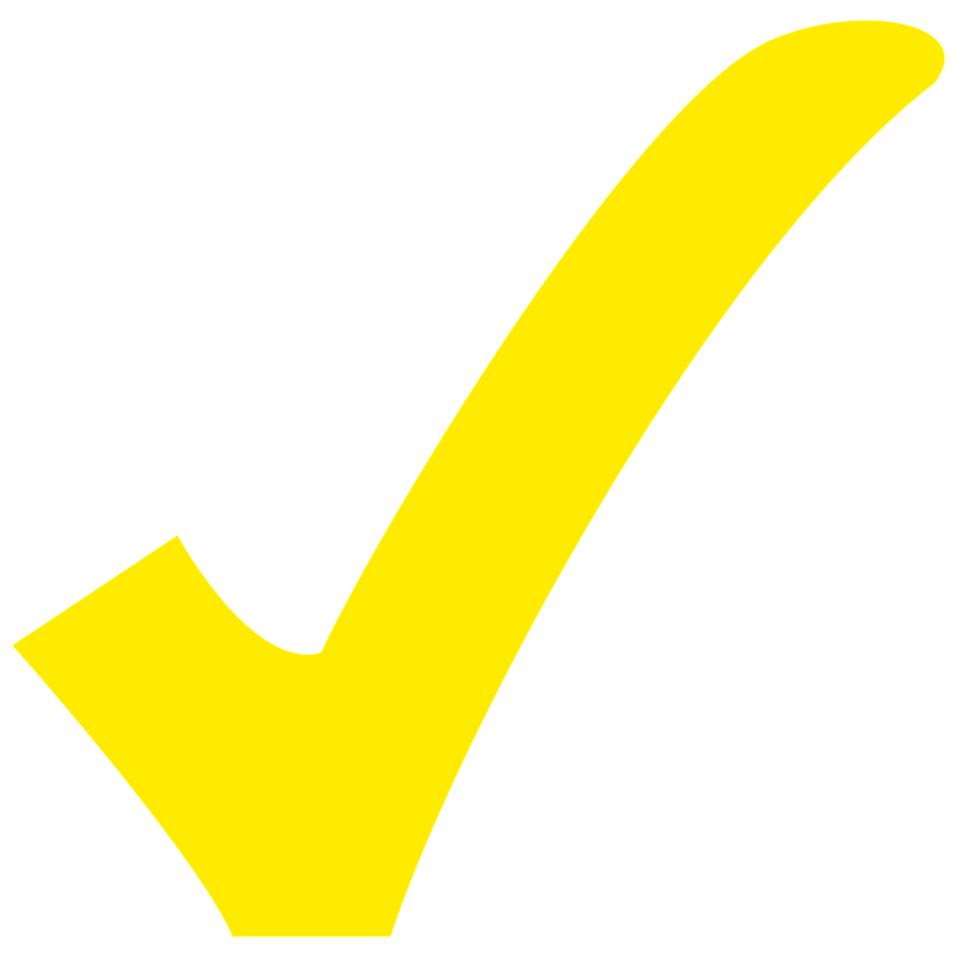 A bright yellow checkmark symbol.