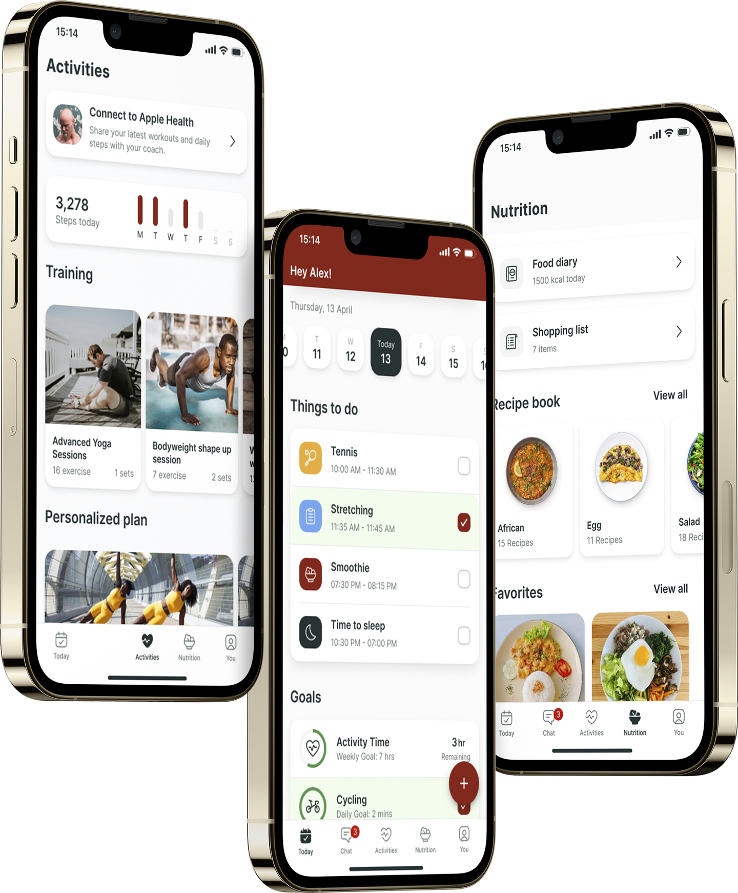 A mockup of the coaching app showcasing the features.
