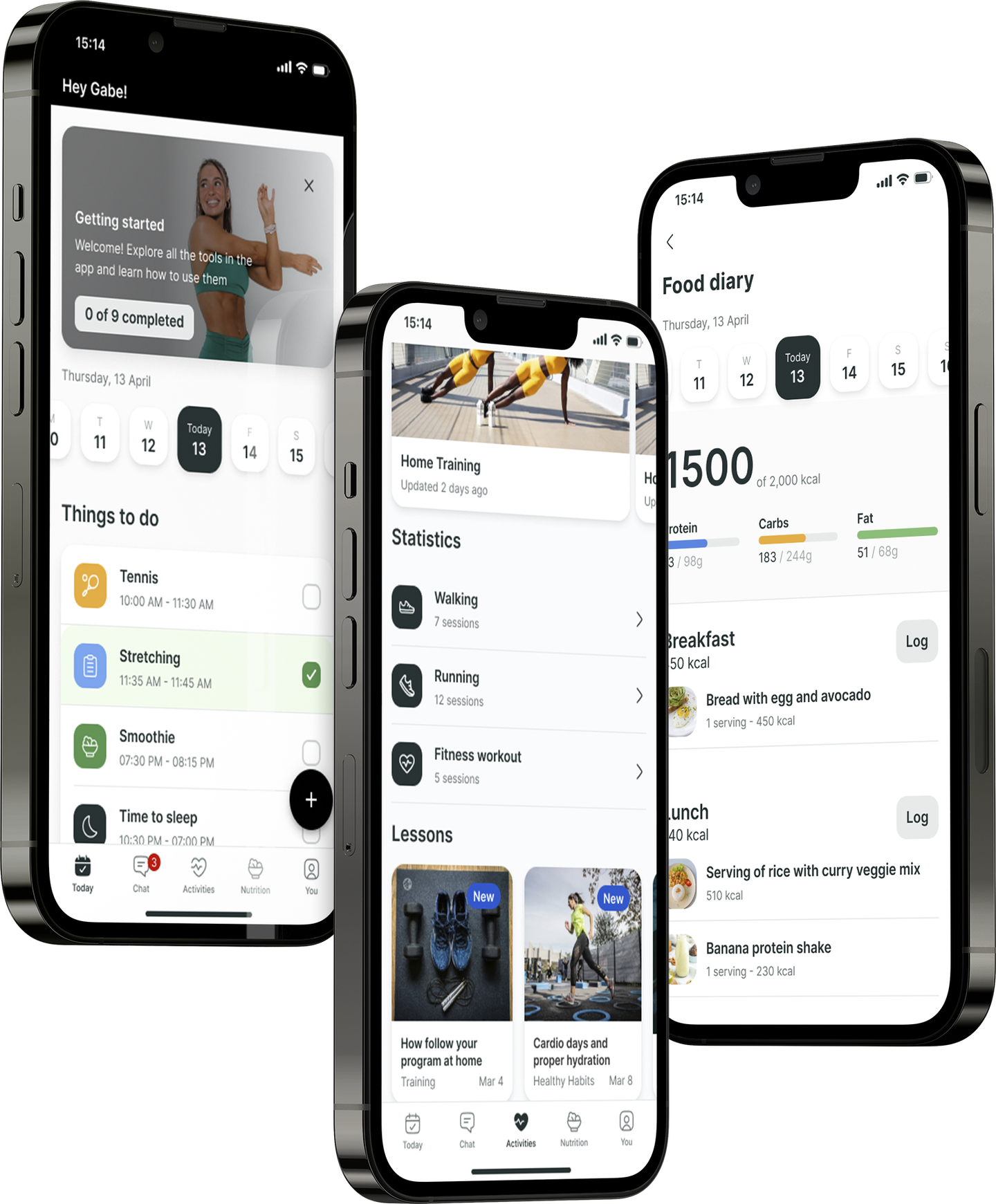 A mockup of the coaching app showcasing the features.