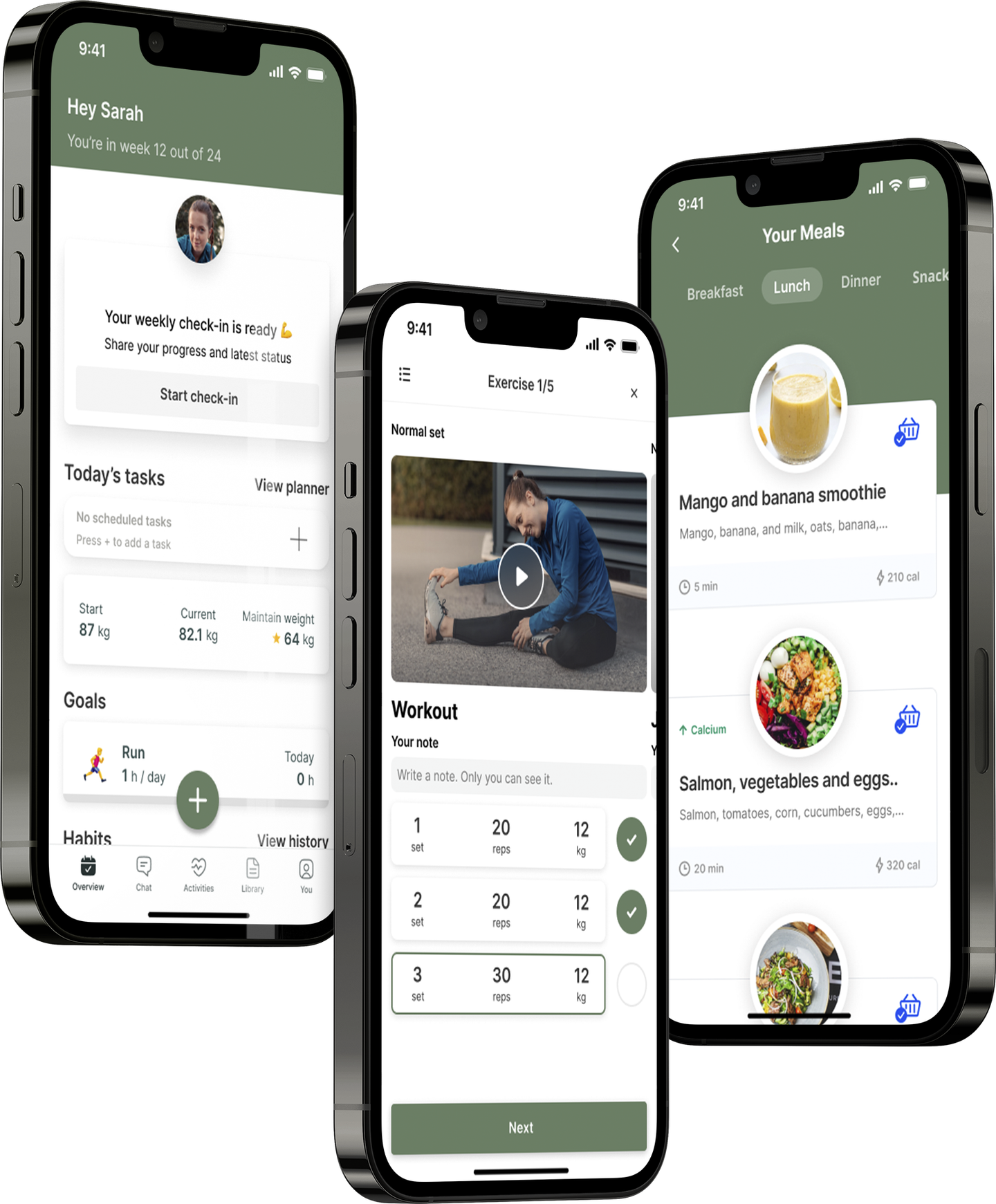 A mockup of the coaching app showcasing the features.