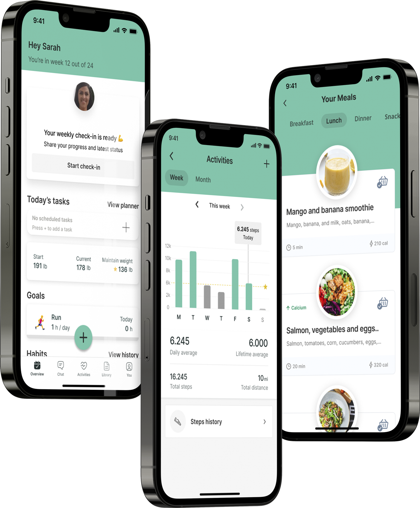 A mockup of the coaching app showcasing the features.