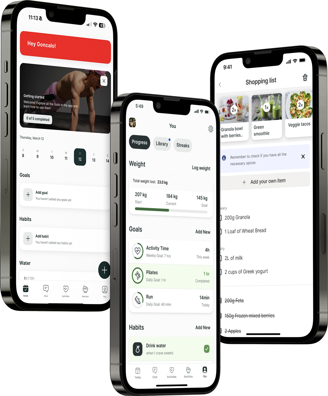 A mockup of the coaching app showcasing the features.