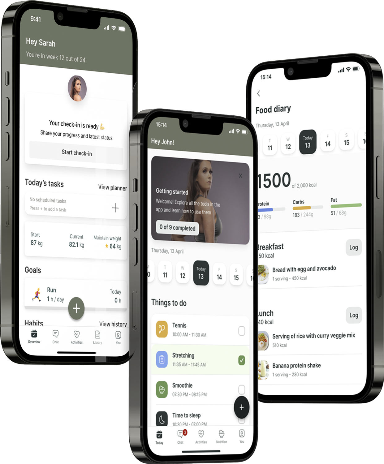 A mockup of the coaching app showcasing the features.