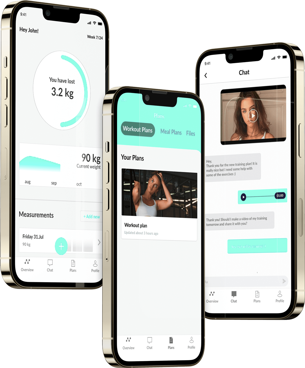 A mockup of the coaching app showcasing the features.