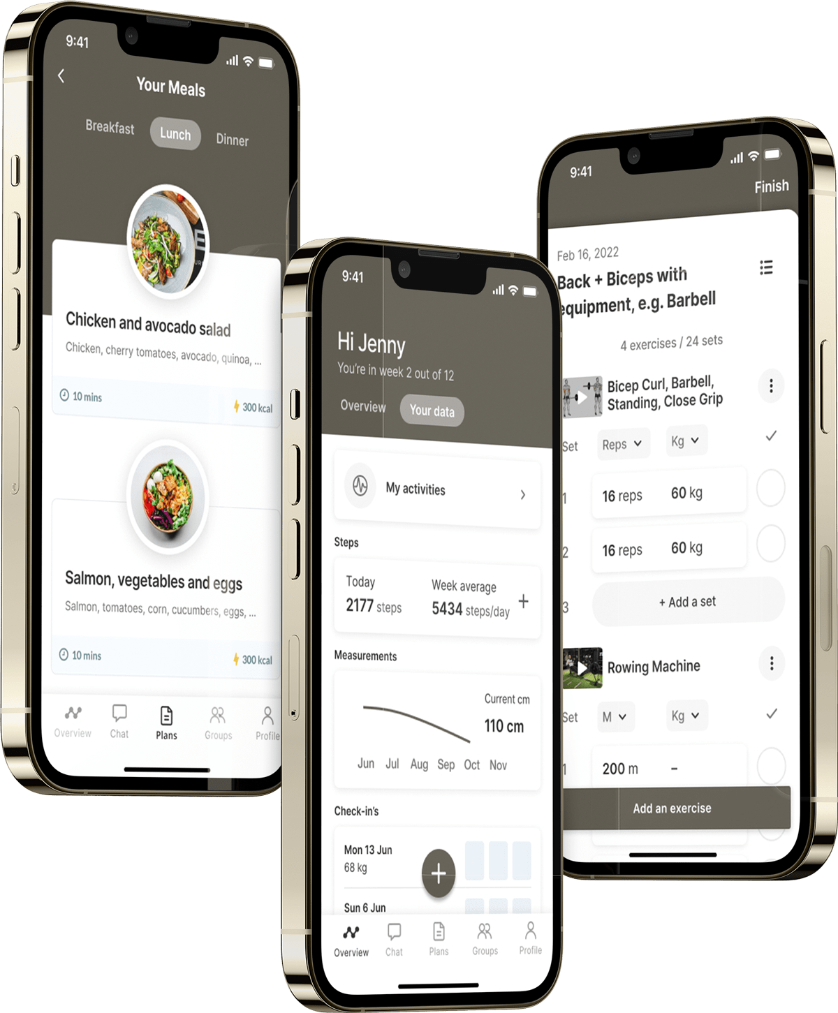 A mockup of the coaching app showcasing the features.
