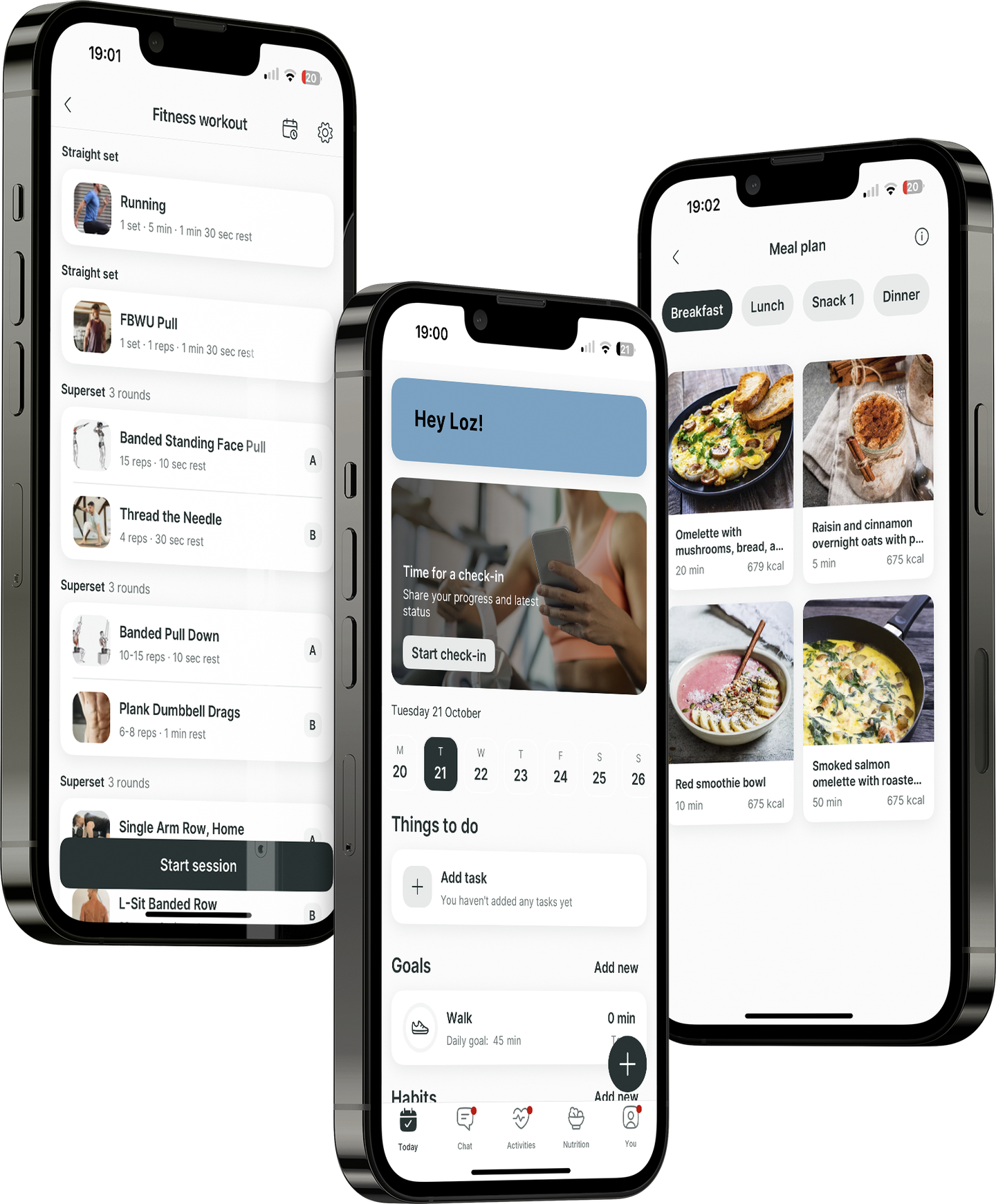 A mockup of the coaching app showcasing the features.