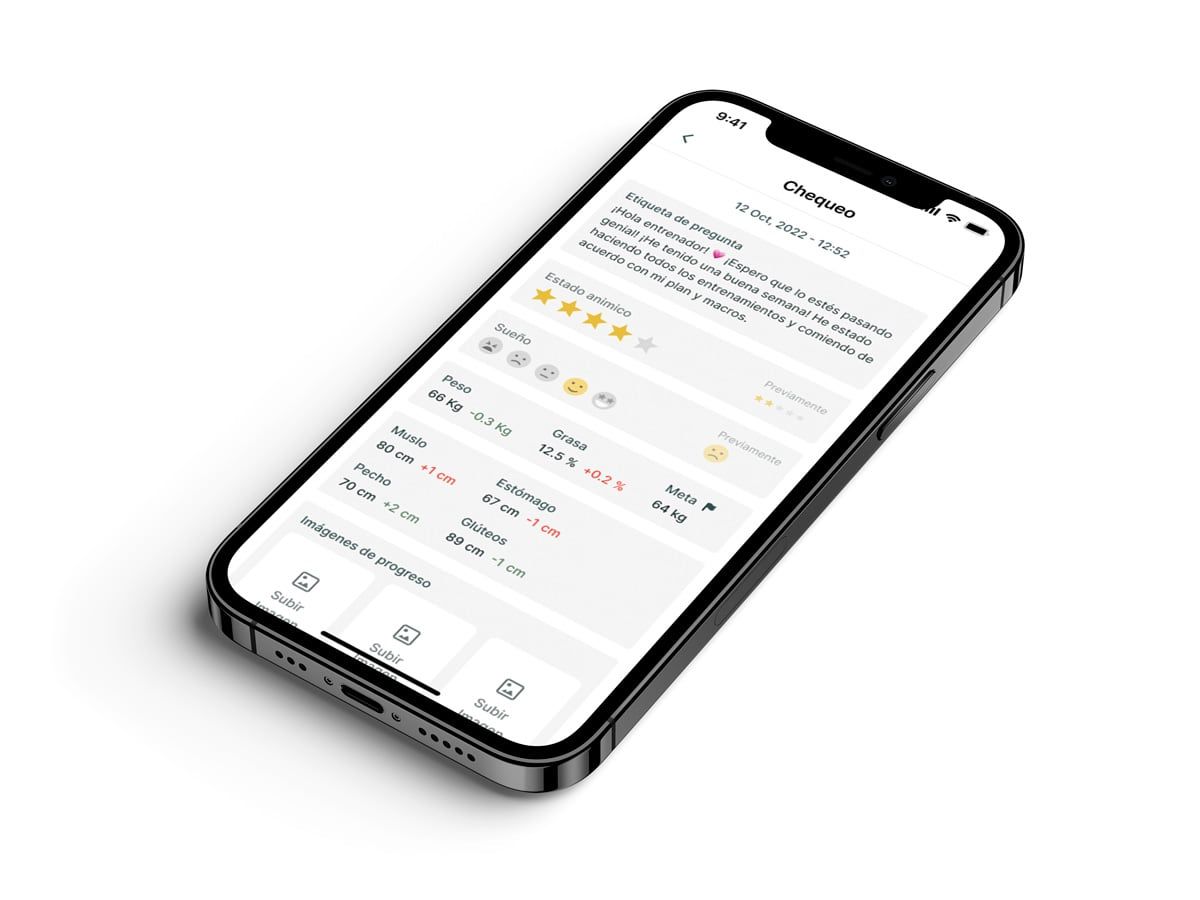 Un mockup de la app de coaching mostrando más funciones.