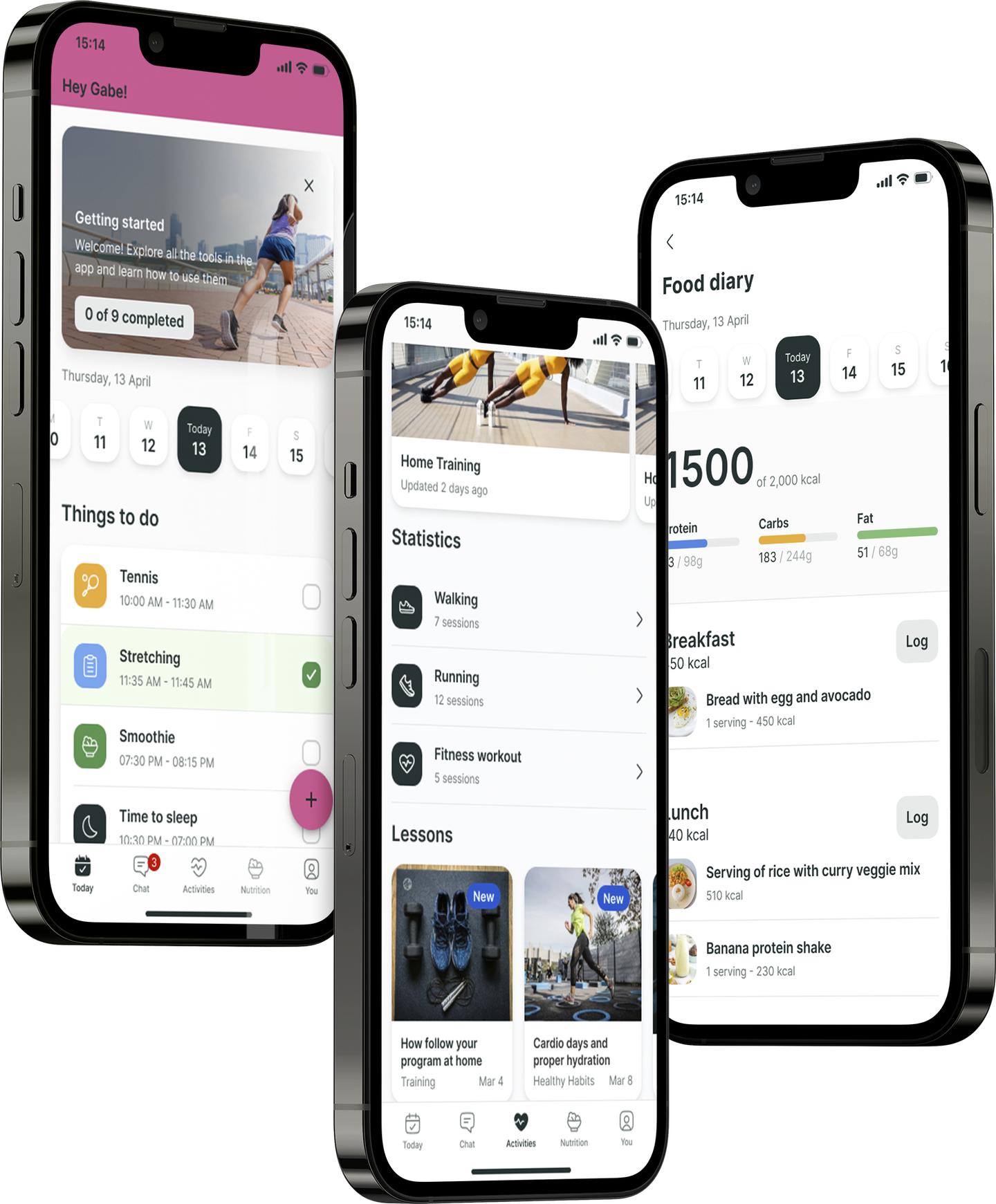 A mockup of the coaching app showcasing the features.