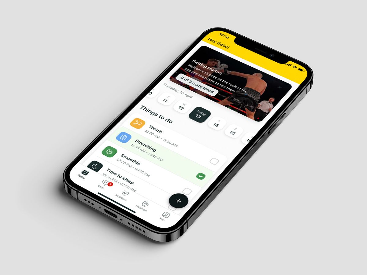 A mockup of the coaching app showcasing the features.