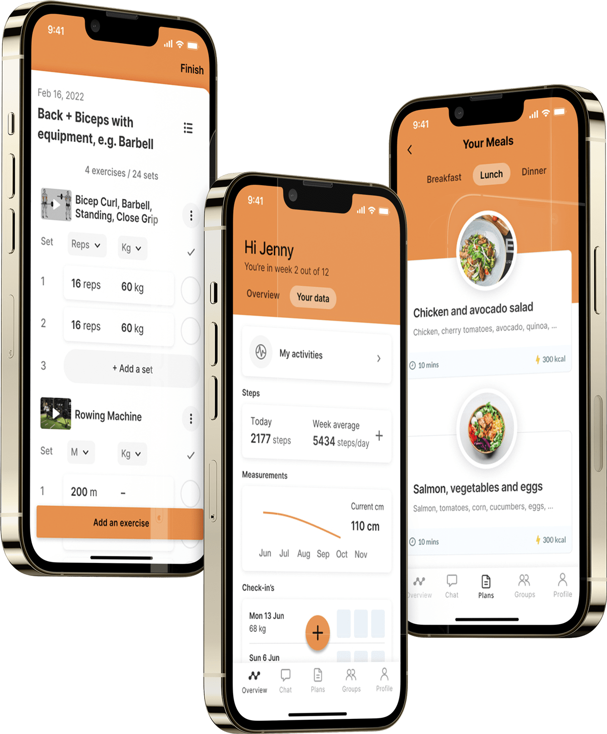 A mockup of the coaching app showcasing the features.