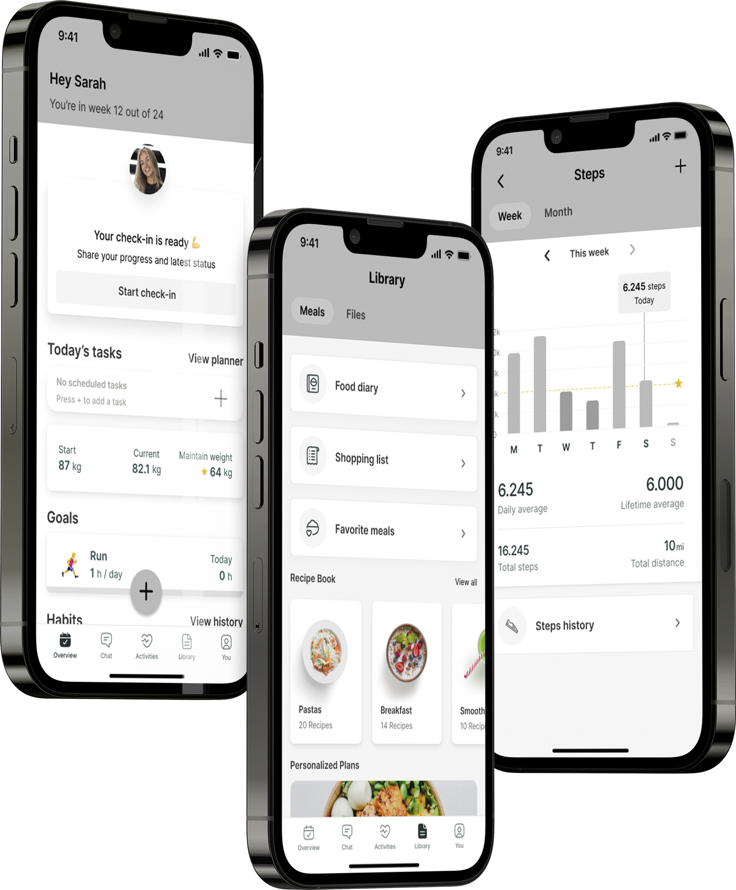 A mockup of the coaching app showcasing the features.