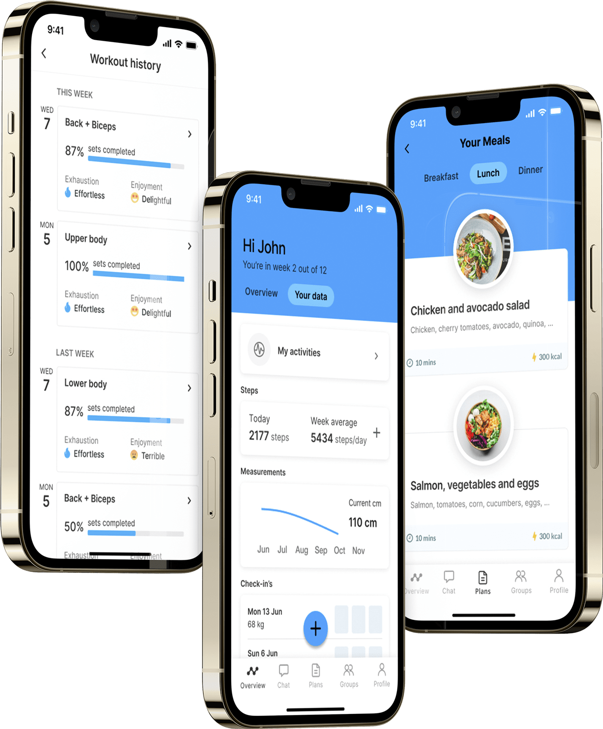 A mockup of the coaching app showcasing the features.