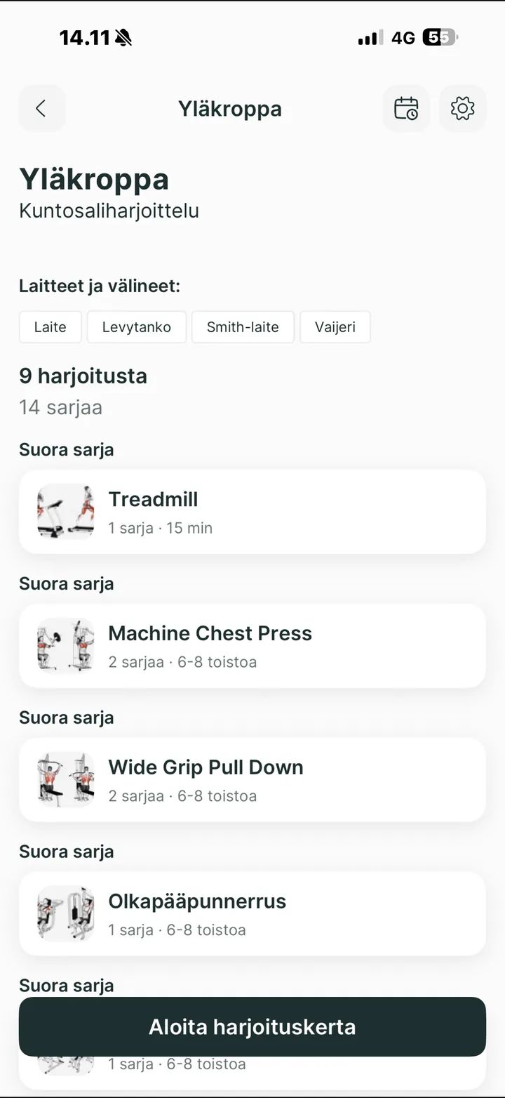 Lean Gains -sovellus: treeniohjelma