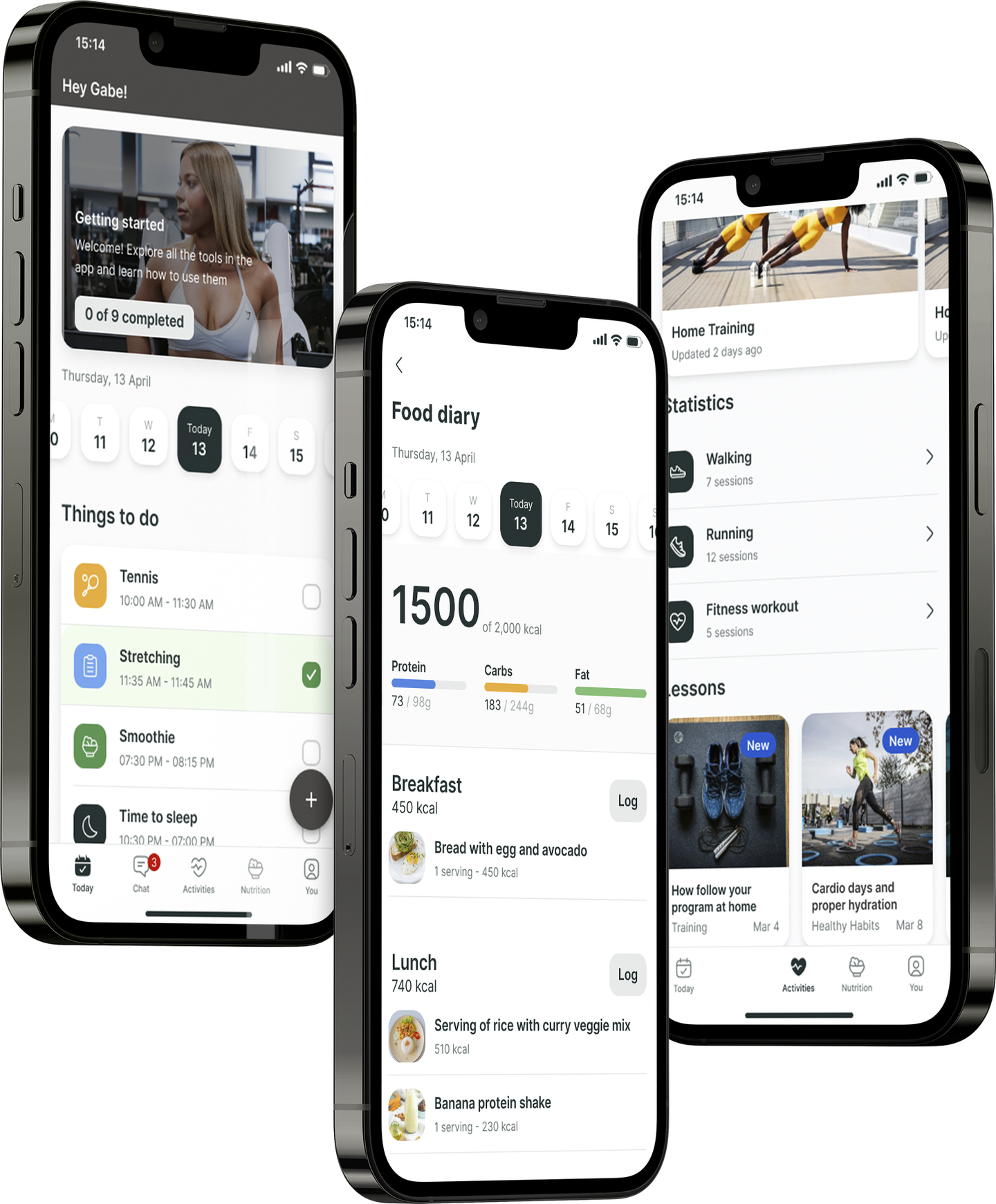 A mockup of the coaching app showcasing the features.