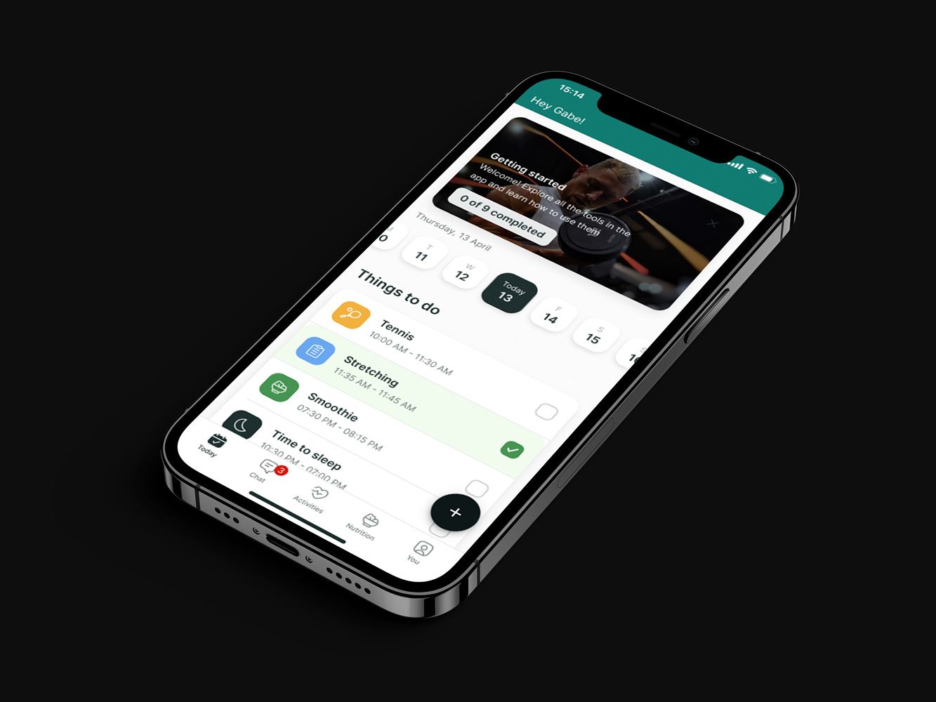 A mockup of the coaching app showcasing the features.
