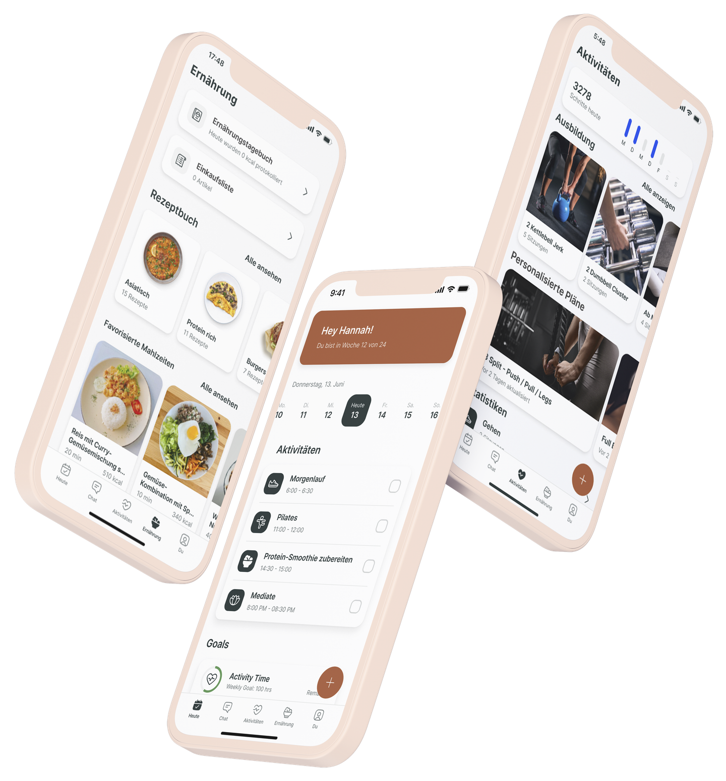 Ein Mockup der Coaching-App, das die Funktionen zeigt.