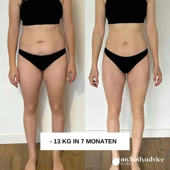 Vorher-Nachher einer Kundin: −13 kg in 7 Monaten