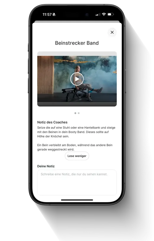App-Ansicht einer Übung mit Video von Lisa