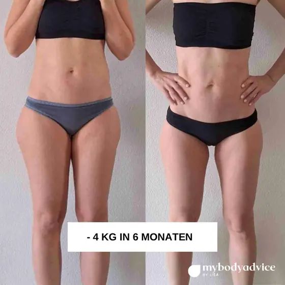 Vorher-Nachher einer Kundin: −4 kg in 6 Monaten