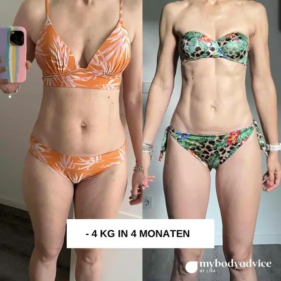 Vorher-Nachher einer Kundin: −4 kg in 4 Monaten