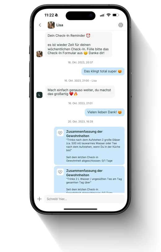 Chat-Verlauf mit Lisa in der App