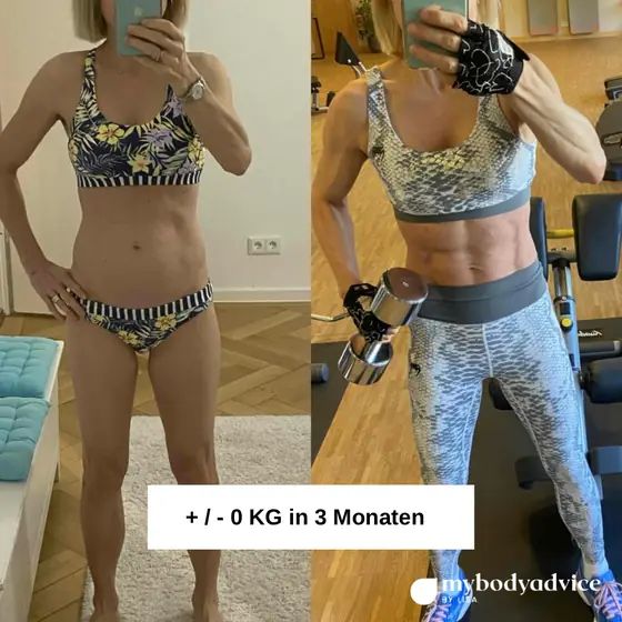 Vorher-Nachher einer Kundin: ± 0 kg in 3 Monaten