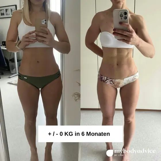 Vorher-Nachher einer Kundin: ± 0 kg in 6 Monaten