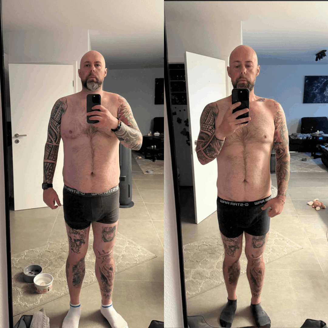 Klient von Albert, Spiegelselfie vorher und nachher